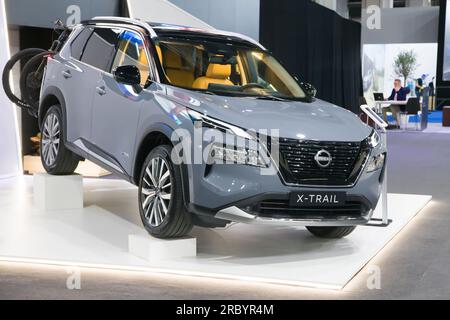 Barcellona, Spagna - 14 maggio 2023: Nissan X-Trail N-Connecta Mild-Hybrid 12V Xtronic 4x2 in mostra all'Automobile Barcelona 2023 di Barcellona, Spagna. Foto Stock