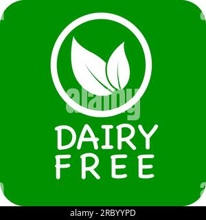 Logo o icona vettore senza prodotti lattiero-caseari con sfondo verde, logo senza prodotti lattiero-caseari Illustrazione Vettoriale