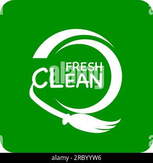 Logo o icona Fresh Clean su sfondo verde Fresh Clean Vector logo Illustrazione Vettoriale