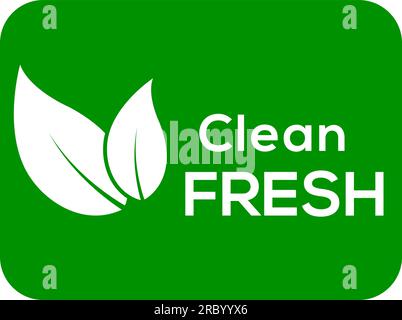 Sfondo verde logo o icona Clean Fresh, logo vettoriale Clean Fresh Illustrazione Vettoriale