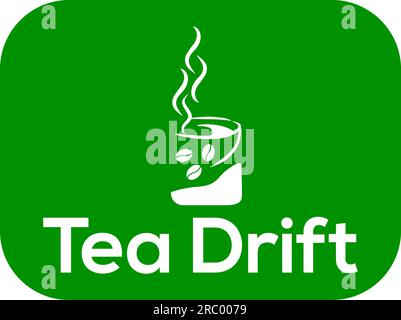 Logo o icona vettore Tea Drift, logo Tea Drift con sfondo verde Illustrazione Vettoriale