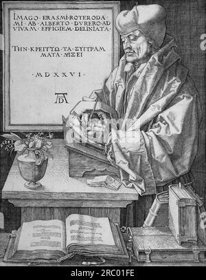 Desiderio Erasmus di Rotterdam 1526 di Albrecht durer Foto Stock