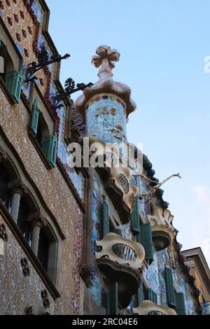 Barcellona, Spagna, giugno 2023, Casa Batllo, Barcellona, Spagna, dettaglio architettonico, luogo turistico Foto Stock