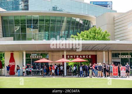 Atlanta Georgia, Atlanta Georgia, Pemberton Place, World of Coca-Cola, biglietti d'ingresso esterni Foto Stock