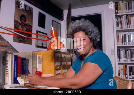 Pulitzer e l'autrice vincitrice del Premio Nobel Toni Morrison nella sua casa di stato di New York nel 1980. Fotografia di Bernard Gotfryd Foto Stock