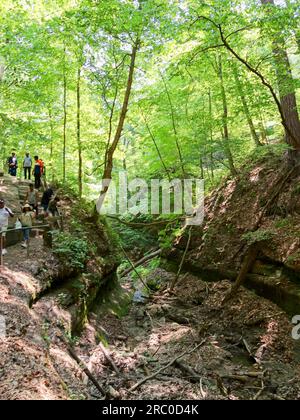 Oglesby, Illinois - 23 giugno 2023: Starved Rock State Park in Illinois con canyon naturali e cascate Foto Stock