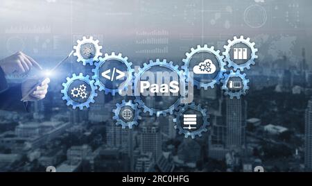 Platform as a Service PaaS - concetto di servizi di cloud computing. Foto Stock