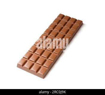 Grande barretta intera di cioccolato al latte con noci su fondo bianco, cioccolato su bianco isolato. Foto Stock