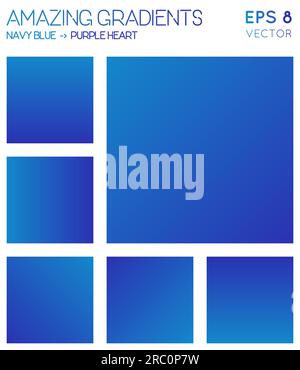 Sfumature colorate in blu navy, tonalità di cuore viola. Sfondo gradiente effettivo, illustrazione vettoriale accattivante. Illustrazione Vettoriale