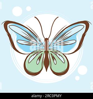 Schizzo colorato isolato di un vettore a farfalla dettagliato Illustrazione Vettoriale