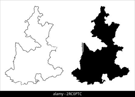 Le mappe in bianco e nero della silhouette di Puebla State, Messico Illustrazione Vettoriale