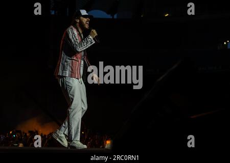 Milano, Italia. 11 luglio 2023. Pinguini tattici Nucleari si esibisce dal vivo sul palco durante LO STADI 2023 allo Stadio San Siro l'11 luglio 2023 a Milano, Italia Credit: Live Media Publishing Group/Alamy Live News Foto Stock