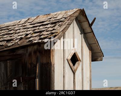 Vecchio Outhouse Foto Stock