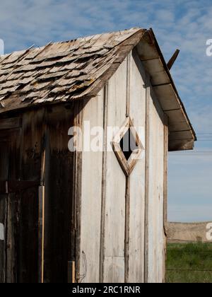 Vecchio Outhouse Foto Stock