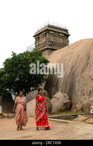 Tempio di Olakkanatha vecchia casa faro a Mahabalipuram Mamallapuram vicino a Chennai, Tamil Nadu, India meridionale, India, Asia. Sito patrimonio dell'umanità dell'UNESCO Foto Stock