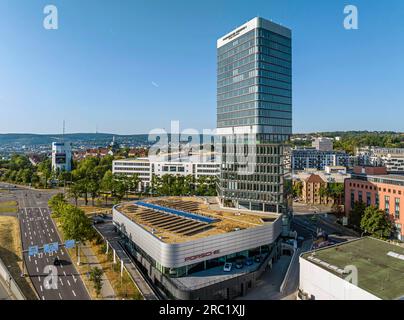 Porsche Design Tower, Porsche Centre, nuovo e alto edificio a Pragsattel a Stoccarda, con un'altezza di 90 metri. Un hotel Radisson Blu si sposterà Foto Stock