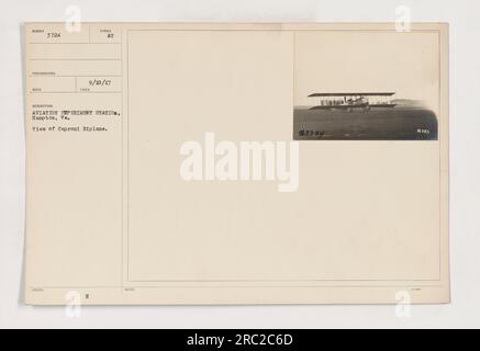 Caproni Biplane alla Aviation Experiment Station di Hampton, Virginia. Questa foto è stata scattata il 10 settembre 1917. Foto Stock