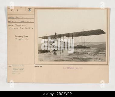 'Standard Type J- in mostra a Langley Field, Hampton, Virginia. L'aereo, con numero di registrazione No. ₂.975, è stato catturato in questa fotografia scattata da Robinson Reed il 10 gennaio 1918. Questa immagine è stata rilasciata da W. C. D. a Photo ELV. A B.C. soggetto ad approvazione. Le note di laboratorio indicano che è esclusivamente per uso ufficiale." Foto Stock