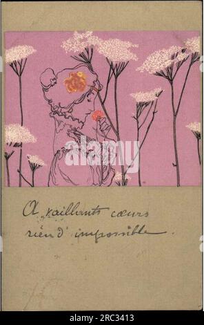 Ragazze con contorni verdi oliva 1901 di Raphael Kirchner Foto Stock