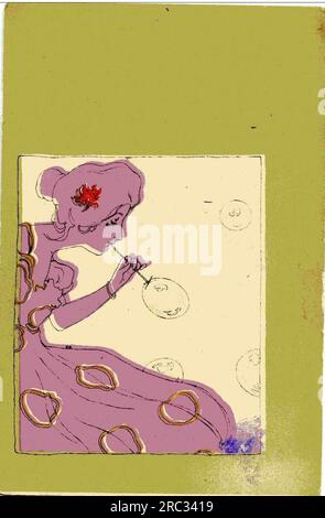 Ragazze con contorni verdi oliva 1901 di Raphael Kirchner Foto Stock
