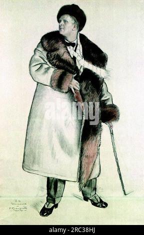 Ritratto del cantante d'opera Feodor Ivanovich Chaliapin 1921 di Boris Kustodiev Foto Stock