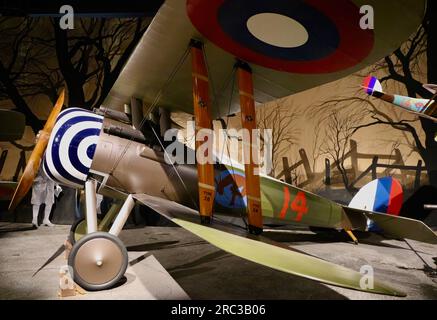 Aereo da caccia francese della prima guerra mondiale restaurato Nieuport 28 C1 tenente Quentin Roosevelt in mostra al Museum of Flight Seattle Washington State USA Foto Stock
