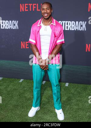 Hollywood, Stati Uniti. 11 luglio 2023. HOLLYWOOD, LOS ANGELES, CALIFORNIA, USA - 11 LUGLIO: La sicurezza gratuita del football americano per i Baltimore Ravens della National Football League Marcus Williams arriva alla Los Angeles Premiere della stagione 1 del "quarterback" di Netflix, tenutasi al Netflix Tudum Theater l'11 luglio 2023 a Hollywood, Los Angeles, California, Stati Uniti. (Foto di Xavier Collin/Image Press Agency) credito: Image Press Agency/Alamy Live News Foto Stock