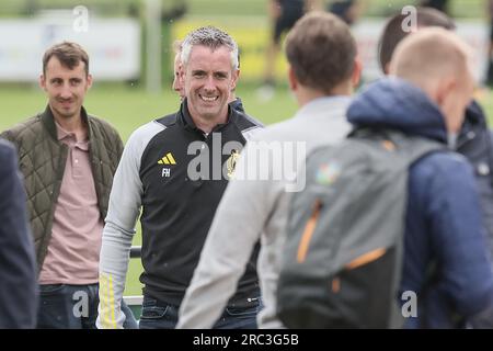 Tubbergen, Paesi Bassi. 12 luglio 2023. Fergal Harkin fotografato durante una partita di calcio amichevole tra lo Standard belga de Liege e l'olandese AZ Alkmaar, durante il loro campo di allenamento estivo, mercoledì 12 luglio 2023 a Tubbergen, per prepararsi alla prossima stagione 2023-2024. BELGA PHOTO BRUNO FAHY Credit: Belga News Agency/Alamy Live News Foto Stock