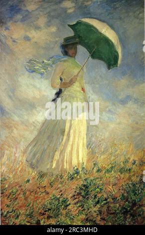 Woman with a Parasol, Facing Right (conosciuto anche come Study of a Figure Outdoors (Facing Right)) 1886 di Claude Monet Foto Stock