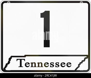 Scudo dell'autostrada statale degli Stati Uniti, Tennessee. Il segno contiene una silhouette dello stato. Foto Stock