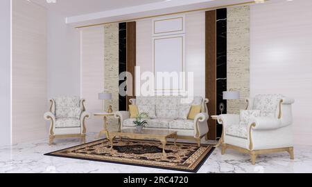 design del soggiorno con divano classico e moderno Foto Stock