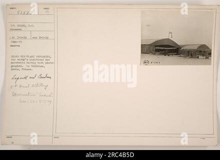 "L'immagine mostra un aereo che ritorna dopo aver fotografato con successo posizioni e movimenti nemici. La foto è stata scattata a le Valdahon, Doubs, in Francia durante la prima guerra mondiale il 2-1-19. Questa immagine fa parte della collezione emessa dalla 5th Aerial Artillery Observation School, con aerei di Sopwith e Candron." Foto Stock