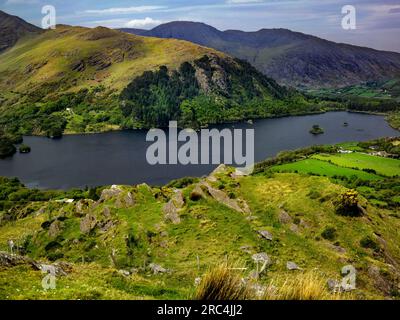 Glanmore Lake, Healy Pass, penisola di Beara, nella contea di Kerry, Irlanda Foto Stock