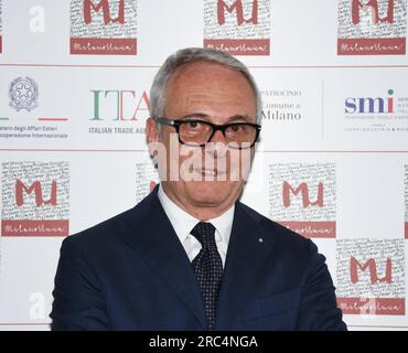 Milano, Italia. 11 luglio 2023. Milano, Italia Milano unica 2024-2025Salone internazionale del tessile e degli accessori conferenza di presentazione alla Fiera Milano Rho in foto: Massimo Mosiello Milano unica Direttore generale credito: Agenzia fotografica indipendente/Alamy Live News Foto Stock