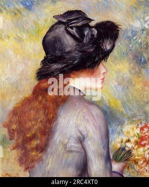 Young Girl Holding at Bouquet of Tulips 1878 di Pierre-Auguste Renoir Foto Stock