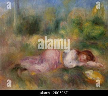 Girl Streched Out on the Grass 1890 di Pierre-Auguste Renoir Foto Stock