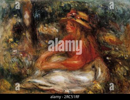 Giovane donna seduta sull'erba 1905 di Pierre-Auguste Renoir Foto Stock