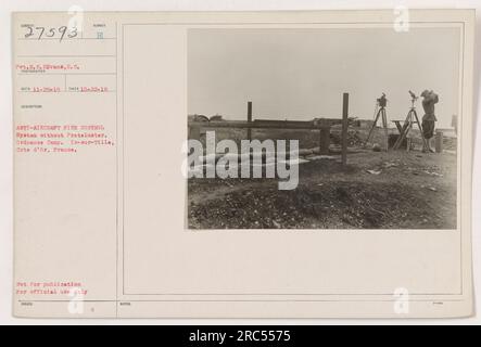 Privato E.E. Evans di S.C. fotografò un'immagine il 22 ottobre 1918 al campo d'Ordnance di Is-sur-Tille, Cote d'Or, Francia. L'immagine raffigura un sistema di controllo antincendio antiaereo senza pretelmetro. Questa fotografia non è destinata alla pubblicazione ed è destinata esclusivamente all'uso ufficiale. Foto Stock