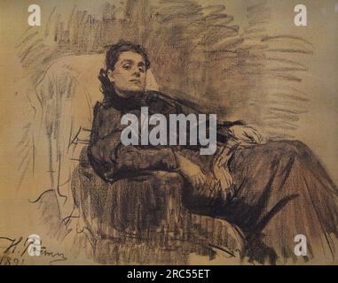 Ritratto dell'attrice Eleonora Duse 1891 di Ilya Repin Foto Stock