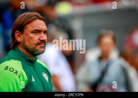 Oslo, Norvegia, 12 luglio 2023. Il nuovo manager del Leeds Uniteds Daniel Farke nella partita tra il Manchester United e il Leeds United allo stadio Ullevål di Oslo. Crediti: Frode Arnesen/Alamy Live News Foto Stock