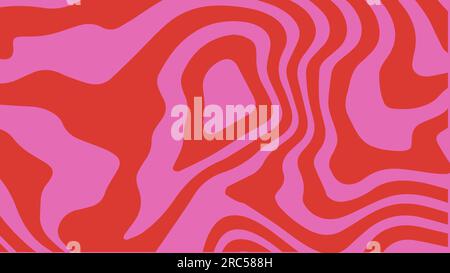 Sfondo retrò psichedelico trippy in stile y2k. Stampa ondulata o turbolenta nei colori rosa e rosso. Semplice illustrazione astratta del vettore. Vintage Illustrazione Vettoriale