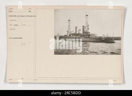 U.S.S. Kearsarge, presa nel 1918. Foto scattata dalla commissione per l'informazione pubblica. La nave è contrassegnata dal simbolo BB-5, appartenente alla classe Battlecruiser. Foto Stock
