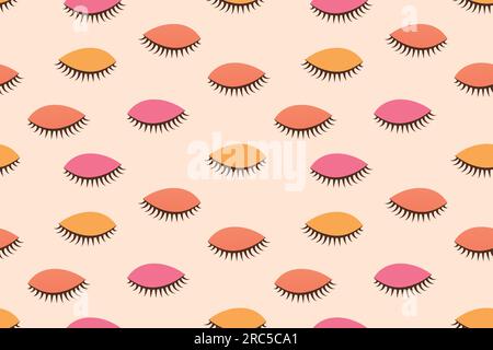 motivo senza cuciture con occhi chiusi: palpebra e ciglia colorate; sfondo divertente ideale per carta da parati, biglietti d'auguri, illustrazioni vettoriali in tessuto Illustrazione Vettoriale