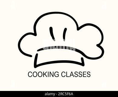 Chef Hat Line Art Icon lezioni di cucina Logo Design Illustrazione Vettoriale