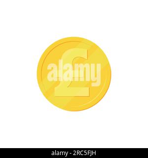 Simbolo della valuta, simbolo della sterlina britannica su moneta d'oro, illustrazione vettoriale Illustrazione Vettoriale
