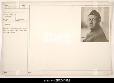 Il tenente Joseph Murphey della 6th Infantry, 5th Division è stato visto a Treves, in Germania. La foto è stata scattata il 31 dicembre 1918 dal tenente WM. Fox. Fa parte della raccolta acquisita con l'ID "44564". La fotografia è etichettata "111-SC-44564". Foto Stock