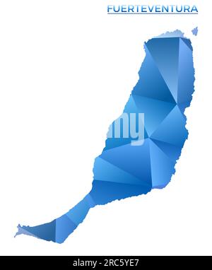 Mappa vettoriale poligonale di Fuerteventura. Isola geometrica vibrante in basso stile poli. Eccellente illustrazione per le tue infografiche. Illustrazione Vettoriale