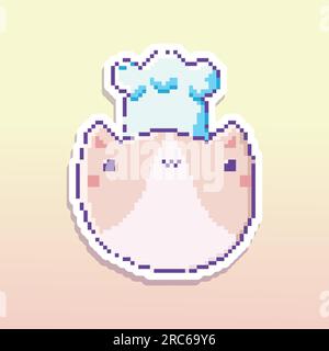Simpatico adesivo vettoriale in stile pixel art Illustrazione Vettoriale