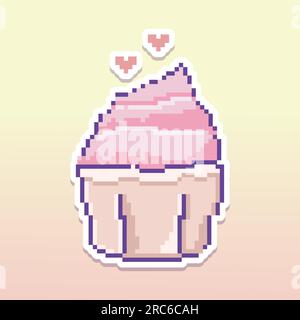 Simpatico adesivo vettoriale in stile pixel art Illustrazione Vettoriale