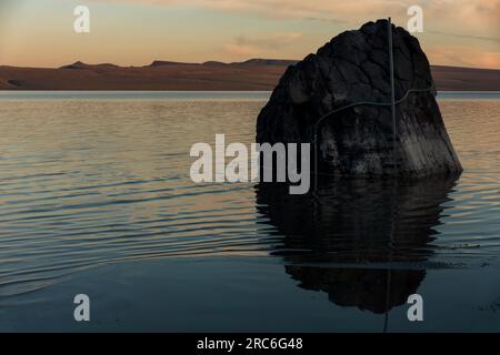 Alba al lago Abert, un'attrazione turistica per gli uccelli migratori. Il suo futuro è a rischio per molte ragioni. Foto Stock